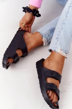 Damskie Gumowe Klapki Czarne Stacy