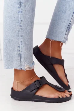 Damskie Gumowe Klapki Japonki Czarne Alma