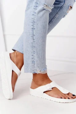 Damskie Gumowe Klapki Japonki Białe Alma