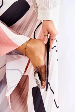 Damskie Gumowe Klapki Z Kokardą Czarno-Szare Meriden