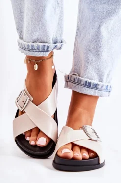 Damskie Gumowe Klapki ZAXY JJ285057 Białe