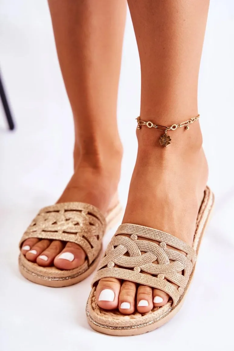 Damskie Gumowe Klapki Złote Charis