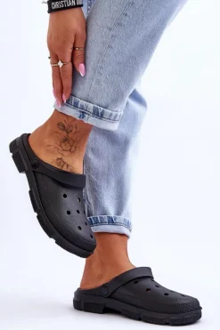 Damskie Gumowe Kroksy Czarne Rabios