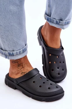 Damskie Gumowe Kroksy Czarne Rabios