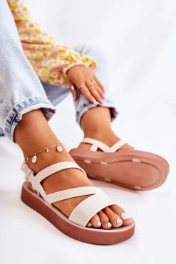 Damskie Gumowe Sandały ZAXY JJ285053 Białe