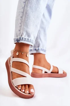 Damskie Gumowe Sandały ZAXY JJ285053 Białe