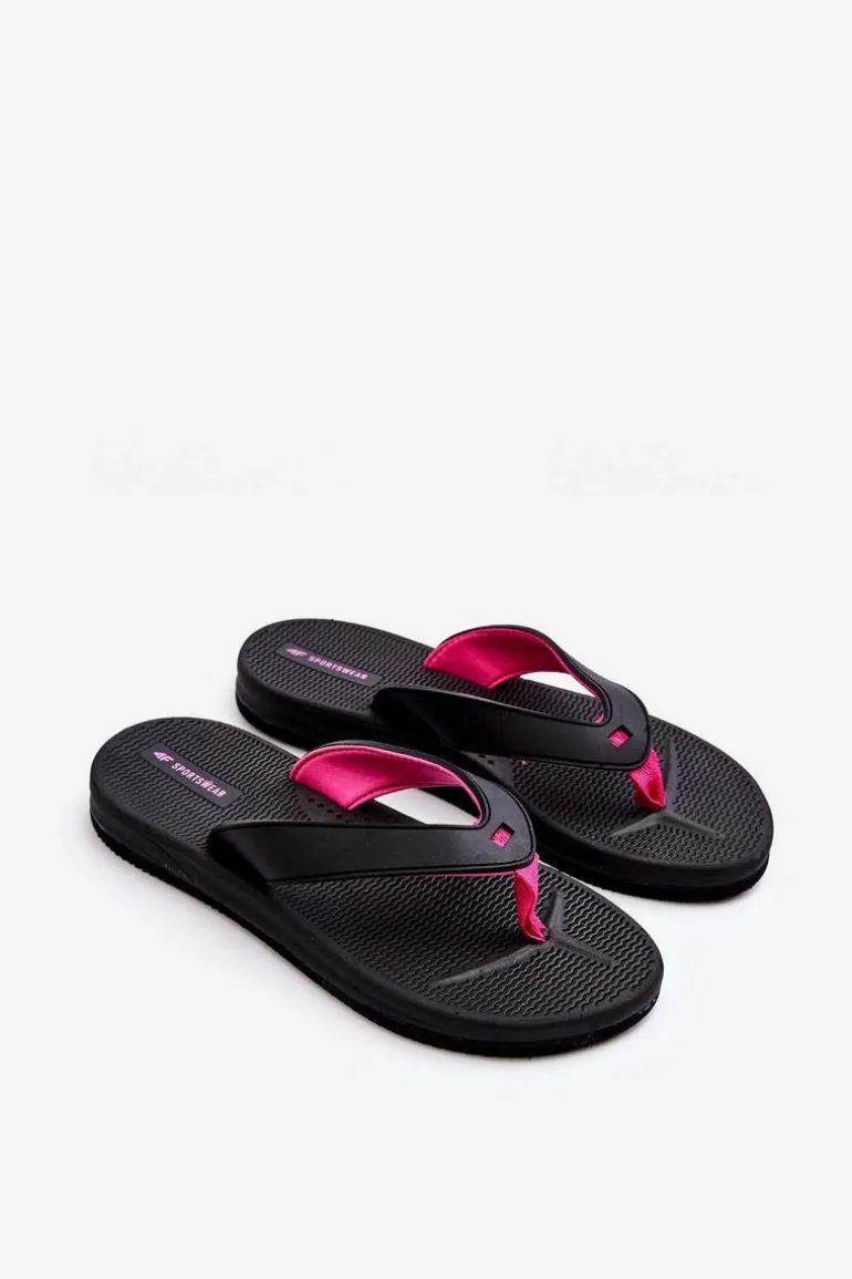 Damskie Japonki Klapki 4F 4FSS23FFLIF061-21S Czarno-Różowe