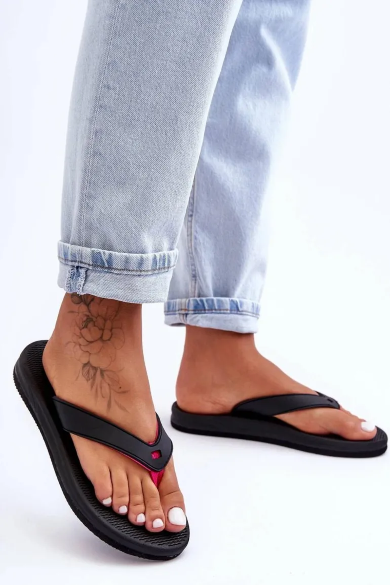 Damskie Japonki Klapki 4F 4FSS23FFLIF061-21S Czarno-Różowe