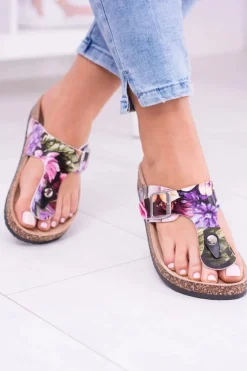 Damskie Japonki Klapki na Korku W Kwiaty Florines