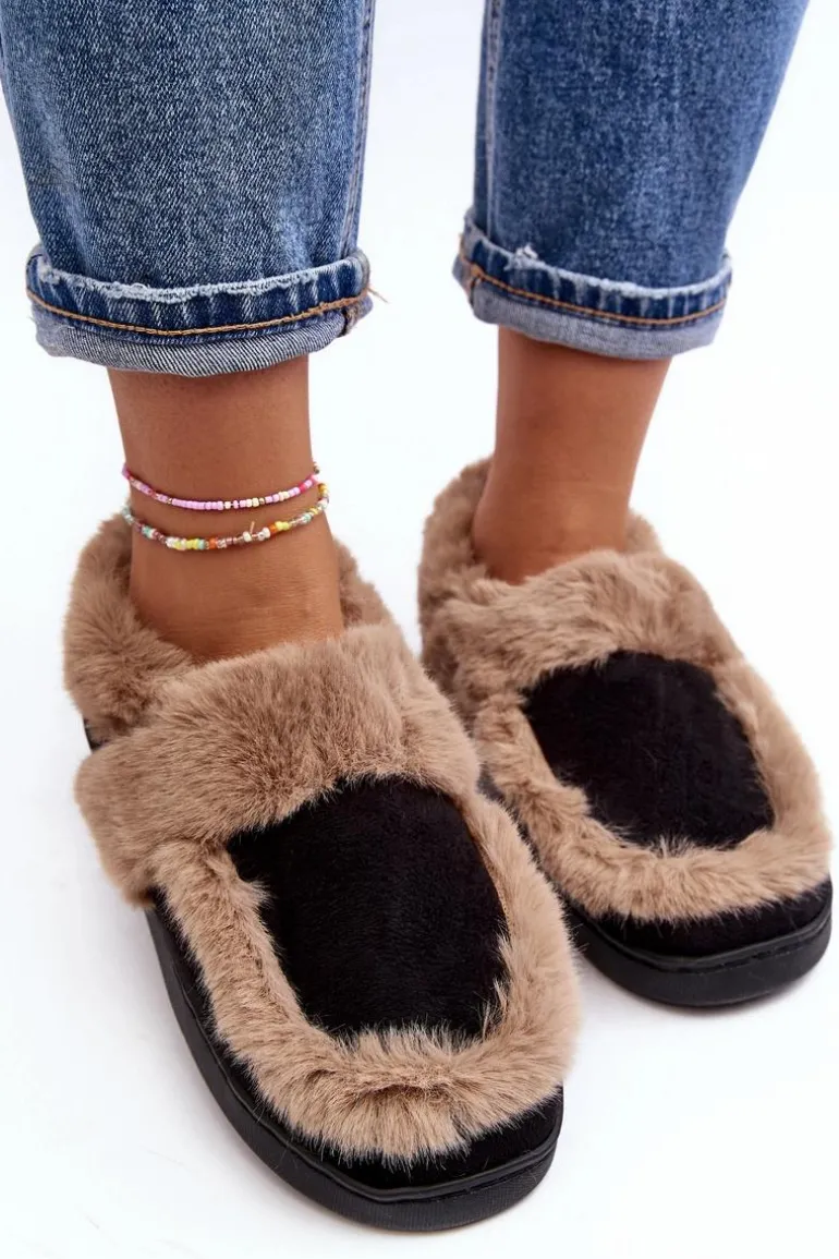 Damskie Kapcie Z Futerkiem Czarne Sailey
