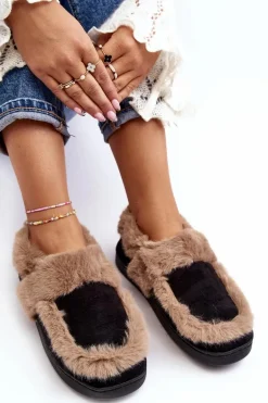 Damskie Kapcie Z Futerkiem Czarne Sailey