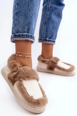 Damskie Kapcie Z Futerkiem Beżowe Sailey