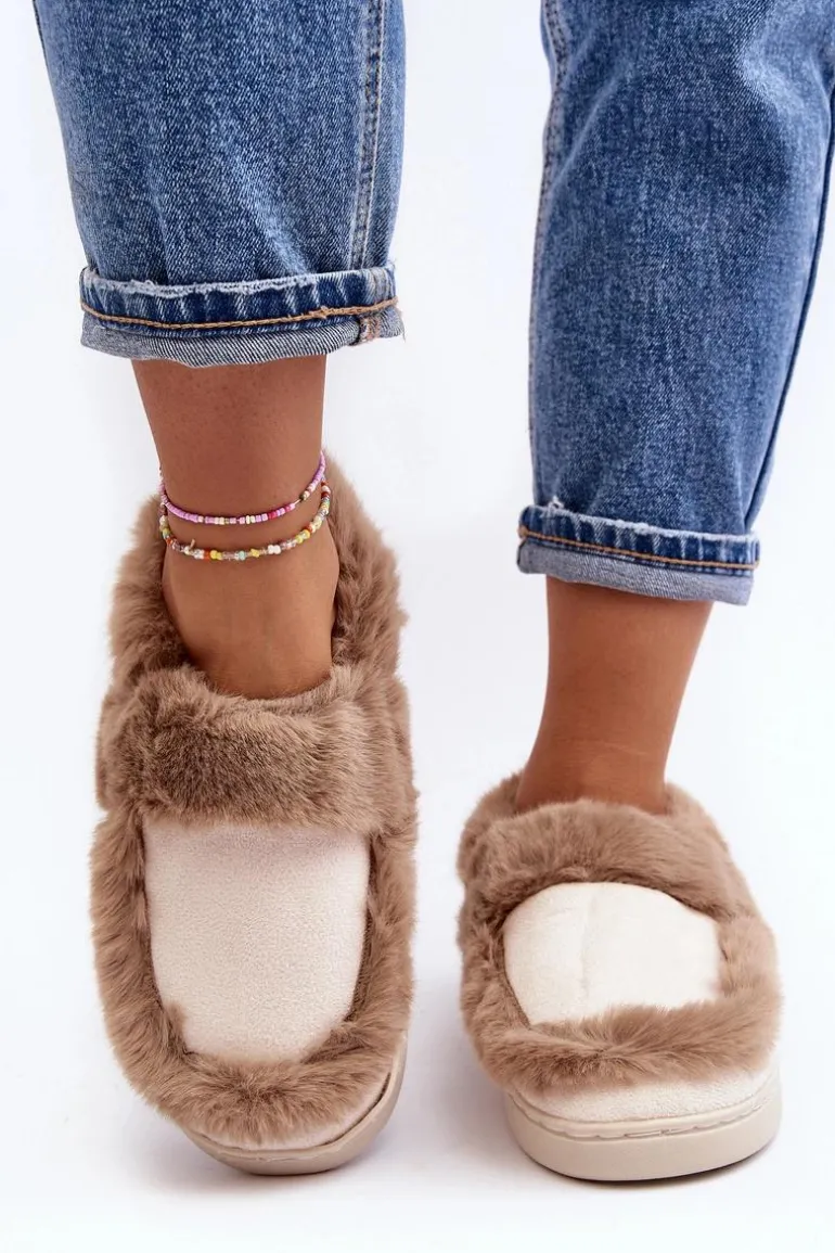 Damskie Kapcie Z Futerkiem Beżowe Sailey
