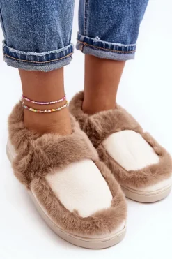 Damskie Kapcie Z Futerkiem Beżowe Sailey