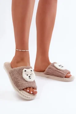 Damskie Kapcie Z Misiem Brązowe Lavetire