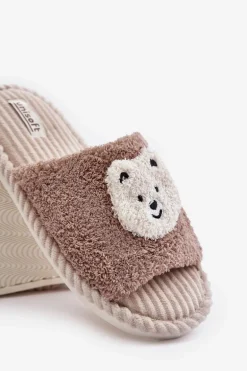 Damskie Kapcie Z Misiem Brązowe Lavetire