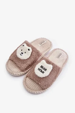 Damskie Kapcie Z Misiem Brązowe Lavetire