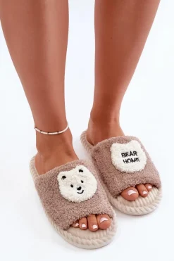 Damskie Kapcie Z Misiem Brązowe Lavetire