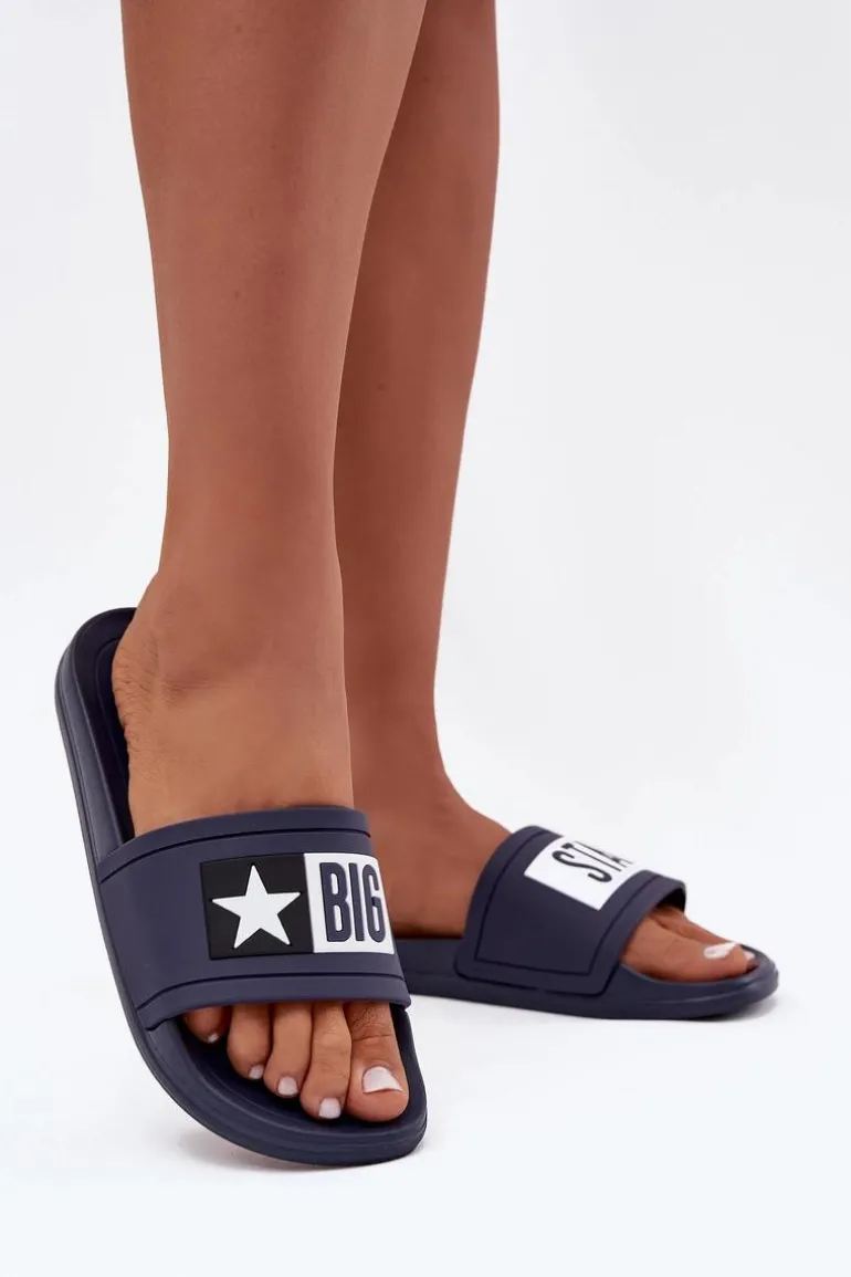 Damskie Klapki Big Star DD274A265 Granatowo-Białe