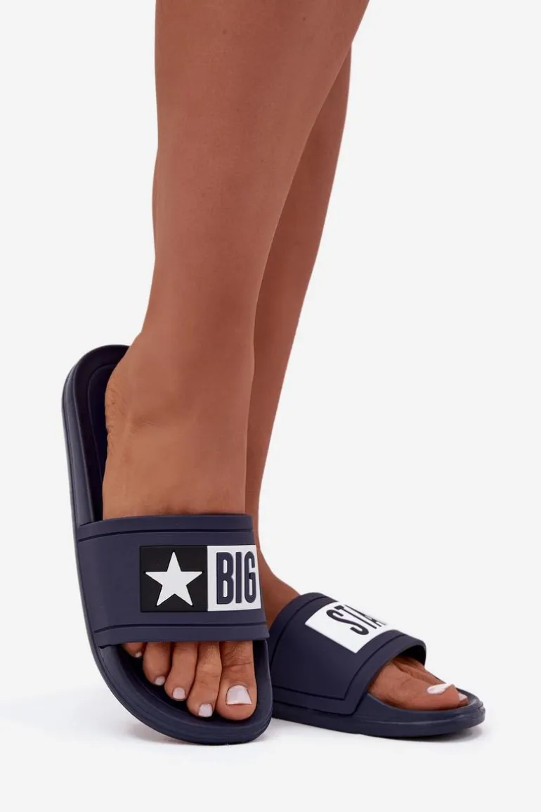Damskie Klapki Big Star DD274A265 Granatowo-Białe