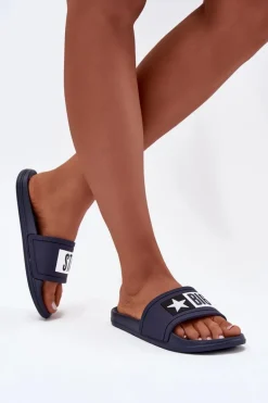 Damskie Klapki Big Star DD274A265 Granatowo-Białe