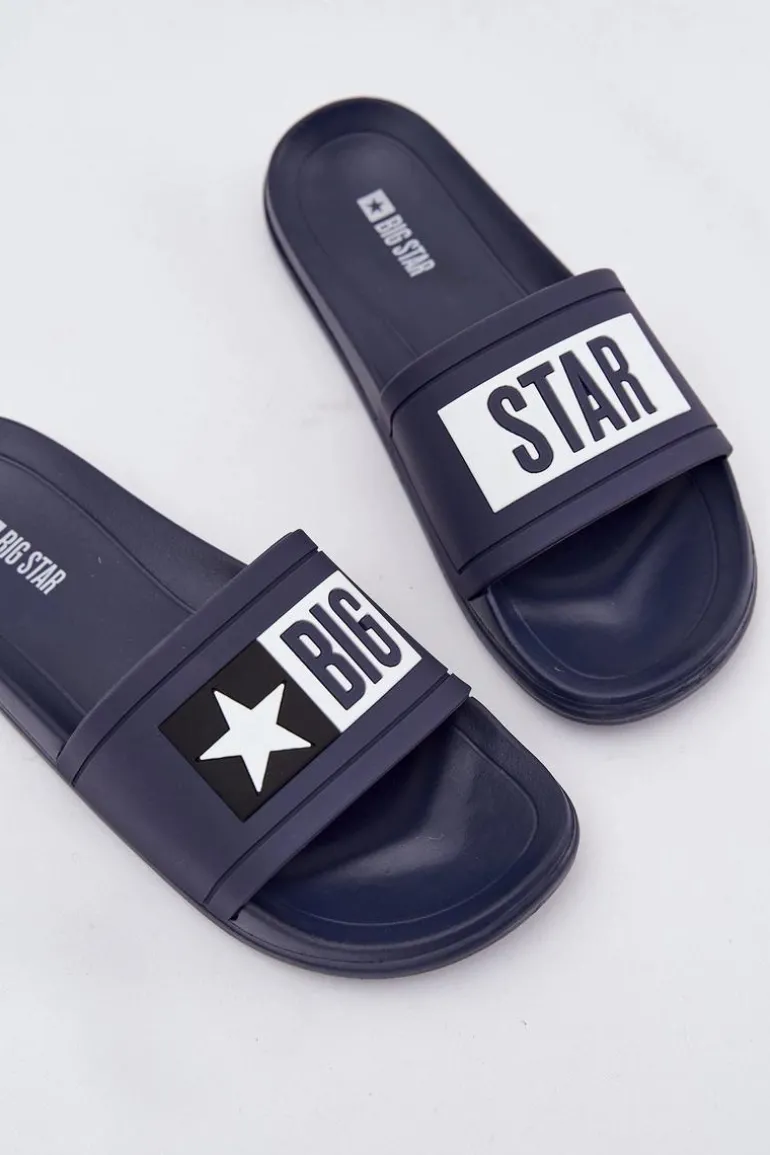 Damskie Klapki Big Star DD274A265 Granatowo-Białe