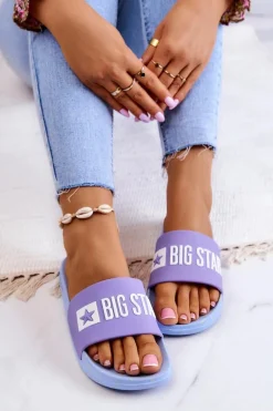 Damskie Klapki Big Star JJ274A525 Fioletowo-Niebieskie