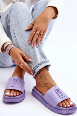 Damskie Klapki Big Star JJ274A304 Fioletowe