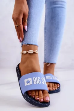 Damskie Klapki Big Star JJ274A526 Niebieskie