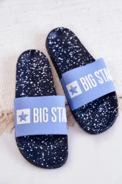 Damskie Klapki Big Star JJ274A526 Niebieskie
