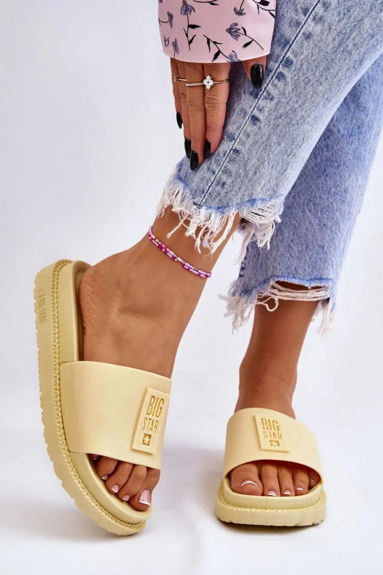 Damskie Klapki Big Star LL274427 Żółte