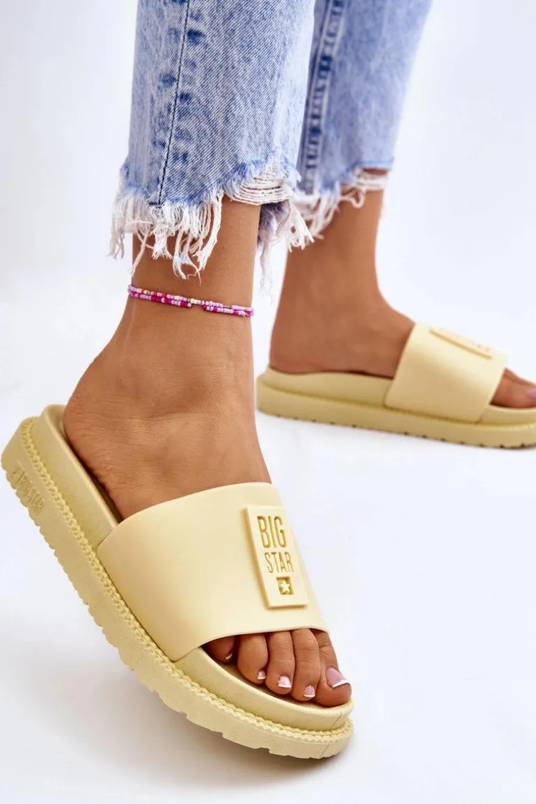 Damskie Klapki Big Star LL274427 Żółte