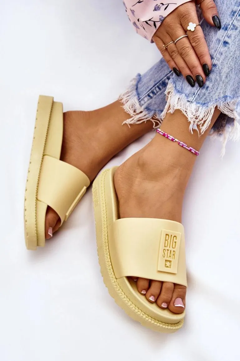 Damskie Klapki Big Star LL274427 Żółte