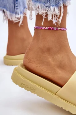 Damskie Klapki Big Star LL274427 Żółte