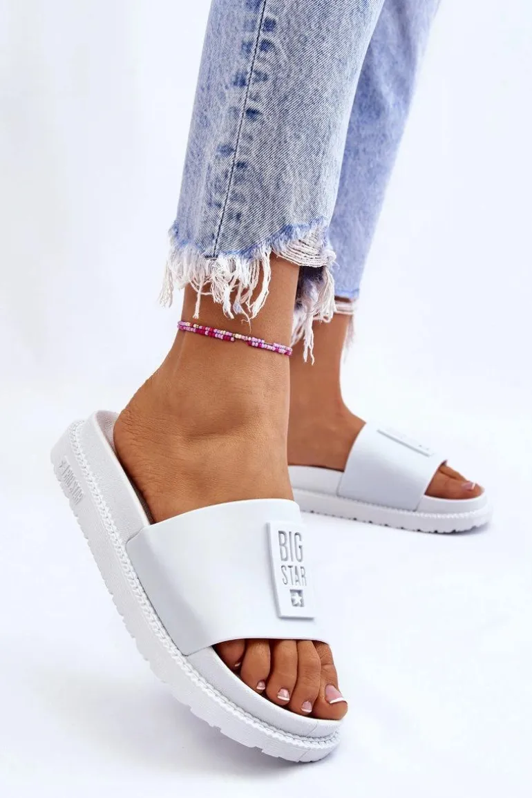 Damskie Klapki Big Star LL274428 Białe
