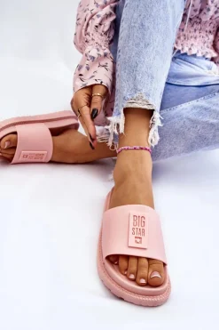 Damskie Klapki Big Star LL274425 Jasnoróżowe