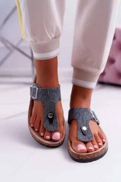 Damskie Klapki Ciemnoszare Japonki Baisan