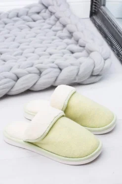 Damskie Klapki Domowe Zielone Papcie Sleepy