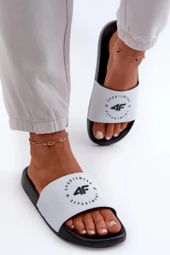 Damskie Klapki 4FMM00FFLIF044A-10S Biało-Czarne