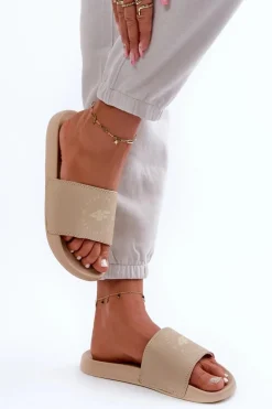 Damskie Klapki 4FMM00FFLIF044A-83S Beżowe