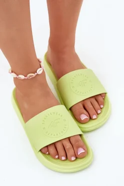 Damskie Klapki 4FMM00FFLIF045-45S Limonkowe