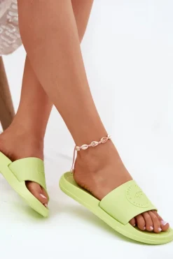 Damskie Klapki 4FMM00FFLIF045-45S Limonkowe