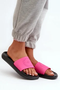 Damskie Klapki 4FMM00FFLIF045-55S Różowo-Czarne