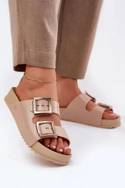 Damskie Klapki Gładkie Pachnące ZAXY NN285092 Beżowe