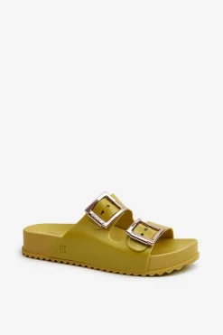 Damskie Klapki Gładkie ZAXY LL285077 Limonkowe