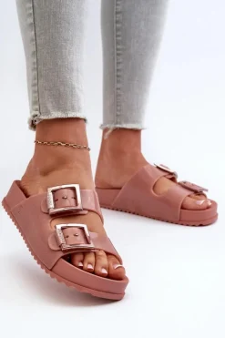 Damskie Klapki Gładkie ZAXY HH285156 Brudny Róż