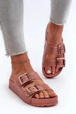 Damskie Klapki Gładkie ZAXY HH285156 Brudny Róż