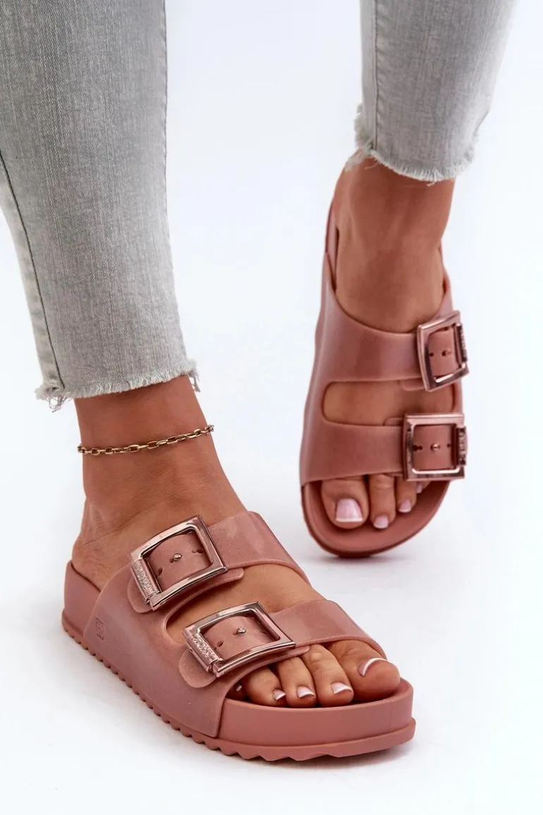 Damskie Klapki Gładkie ZAXY HH285156 Brudny Róż