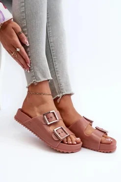 Damskie Klapki Gładkie ZAXY HH285156 Brudny Róż