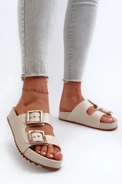 Damskie Klapki Gładkie ZAXY NN285058 Jasnobeżowe